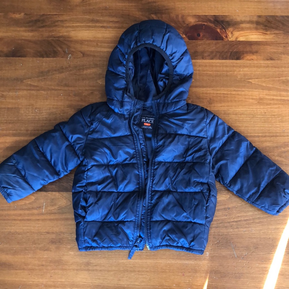 Blue puffer jacket